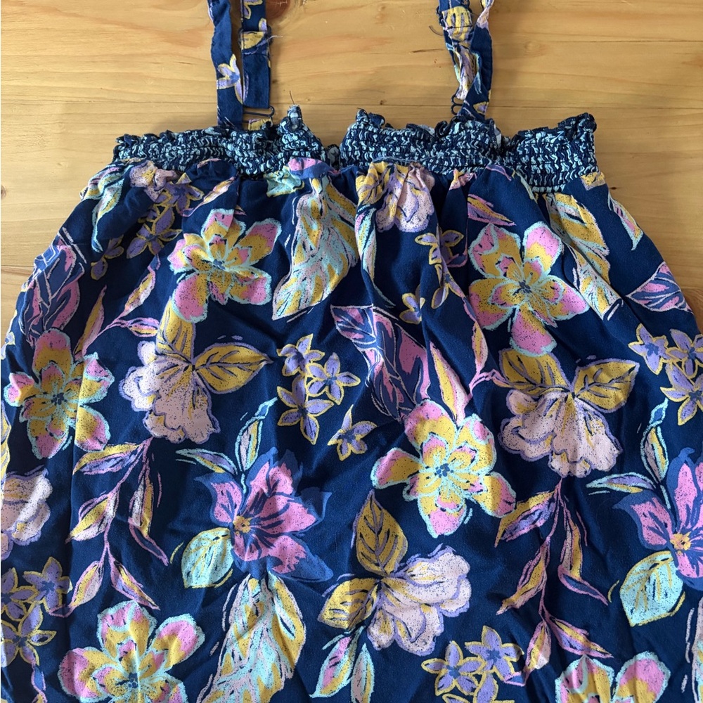 Two-Piece sleeveless blue floral pajama set women’s size small lightweight - Picture 4 of 7
